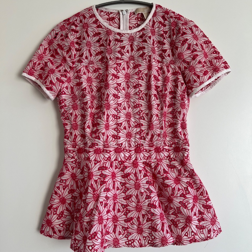 Michael Kors Luxury Floral Lace Peplum Top Size 0